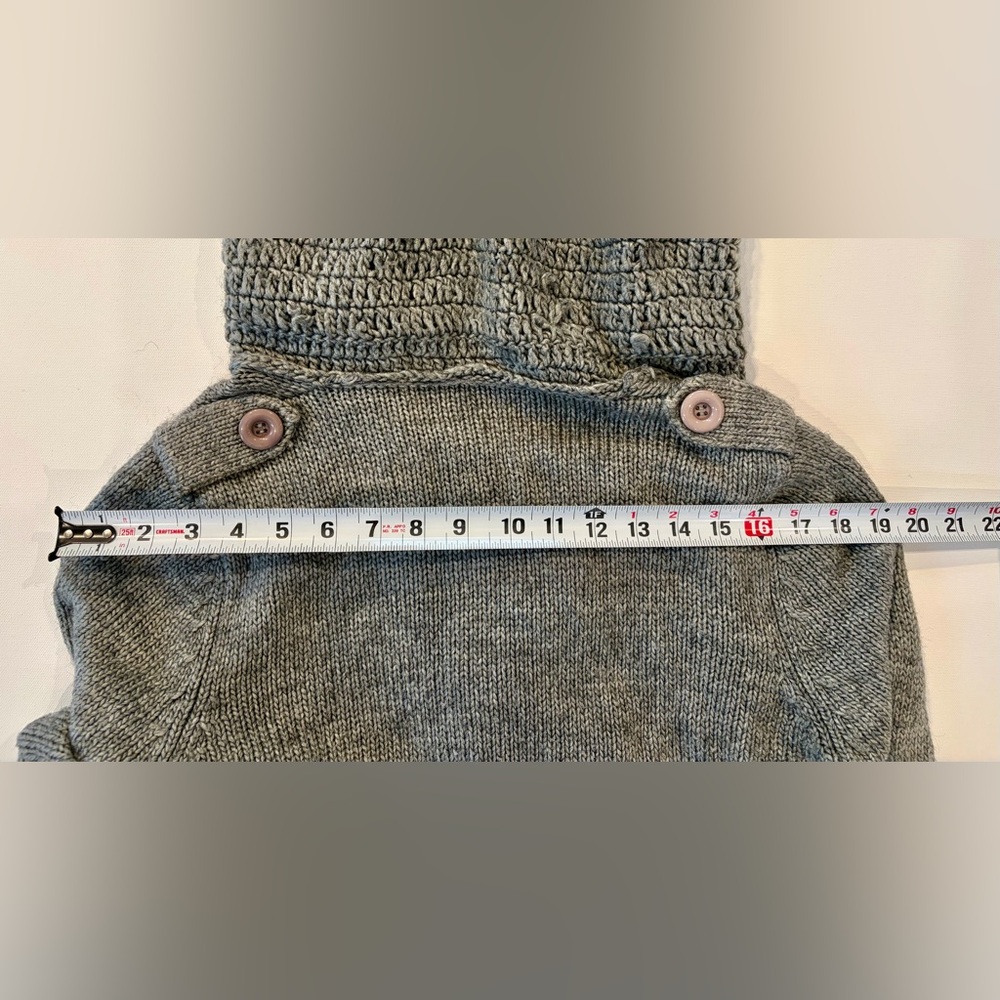 Vintage Inspired Gray Wool Blend Double Breasted Pea Coat Shaggy Collar Medium - Picture 9 of 12